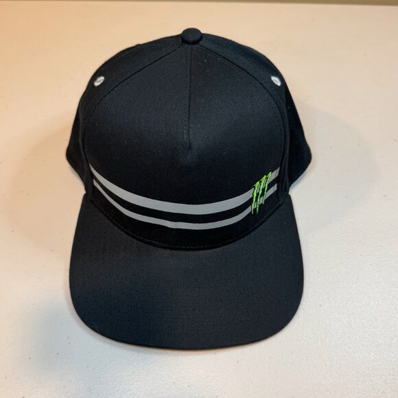 Monster Energy Black Striped Embroidered Logo Casual Adjustable Snapback Hat Cap - Picture 1 of 6